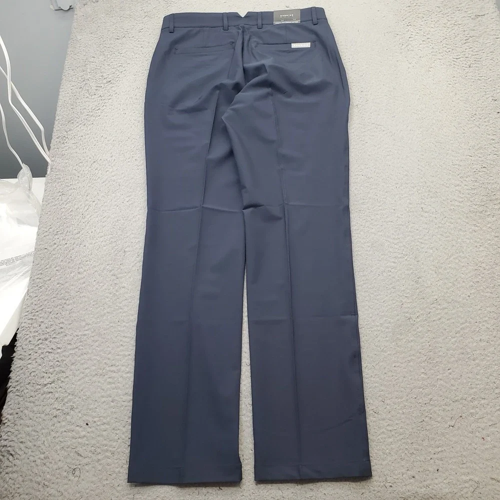 Dunning Golf Chino Pants Men 32/32 Navy Performance Stretch Quick Dry Flat Front